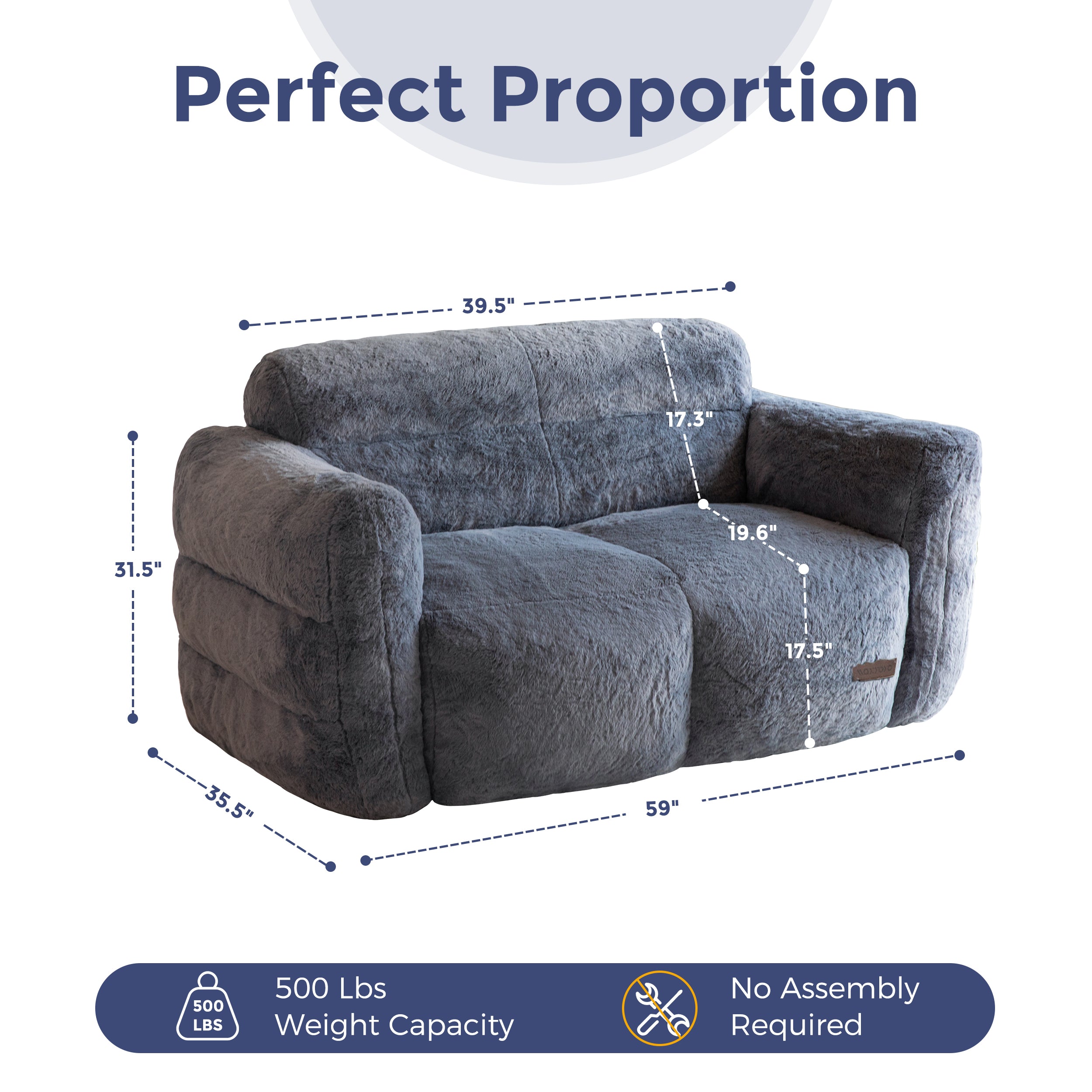 MAXYOYO Giant Bean Bag Chair for Adults - Ultra Soft Fluffy Oversized Floor Sofa | Cozy Reading Chair with Filler for Living Room & Bedroom | Dark Grey | Perfect for Lounging, Gaming & Relaxation