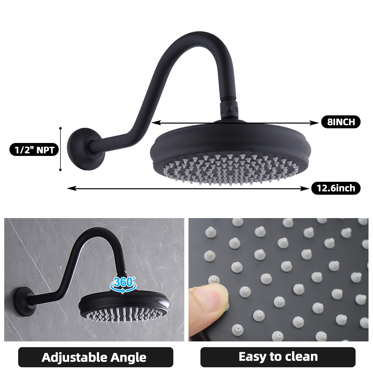 Thermostatic Shower Faucet Set - Matte Black Rain Shower System with All Metal Body Jets & Hand Shower - High Pressure Bathroom Shower Combo for Spa-Like Experience - Perfect for Modern Home Renovation and Luxury Bathroom Upgrade