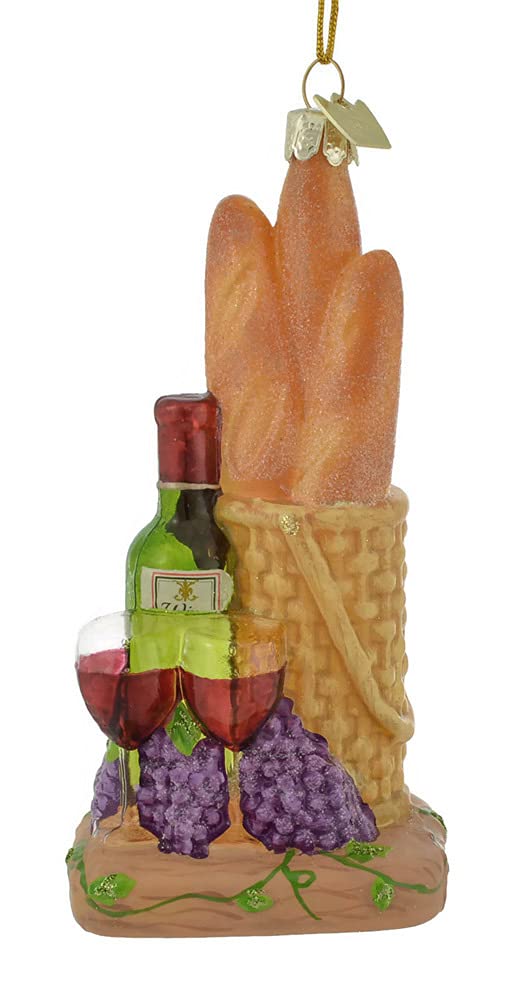 Noble Gems NB1348 Elegant Bread and Wine Glass Christmas Ornament - Perfect for Holiday Tree Decorations, Gift Giving, and Home Décor