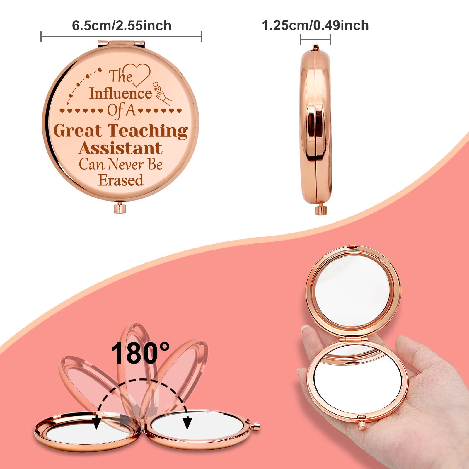 **Compact Makeup Mirror for Women - Perfect Teacher Assistant Gift, Graduation, Teacher's Day, Retirement & End of Term Appreciation Gifts - Portable Personal Makeup Mirror for Travel, Home & Office Use**
