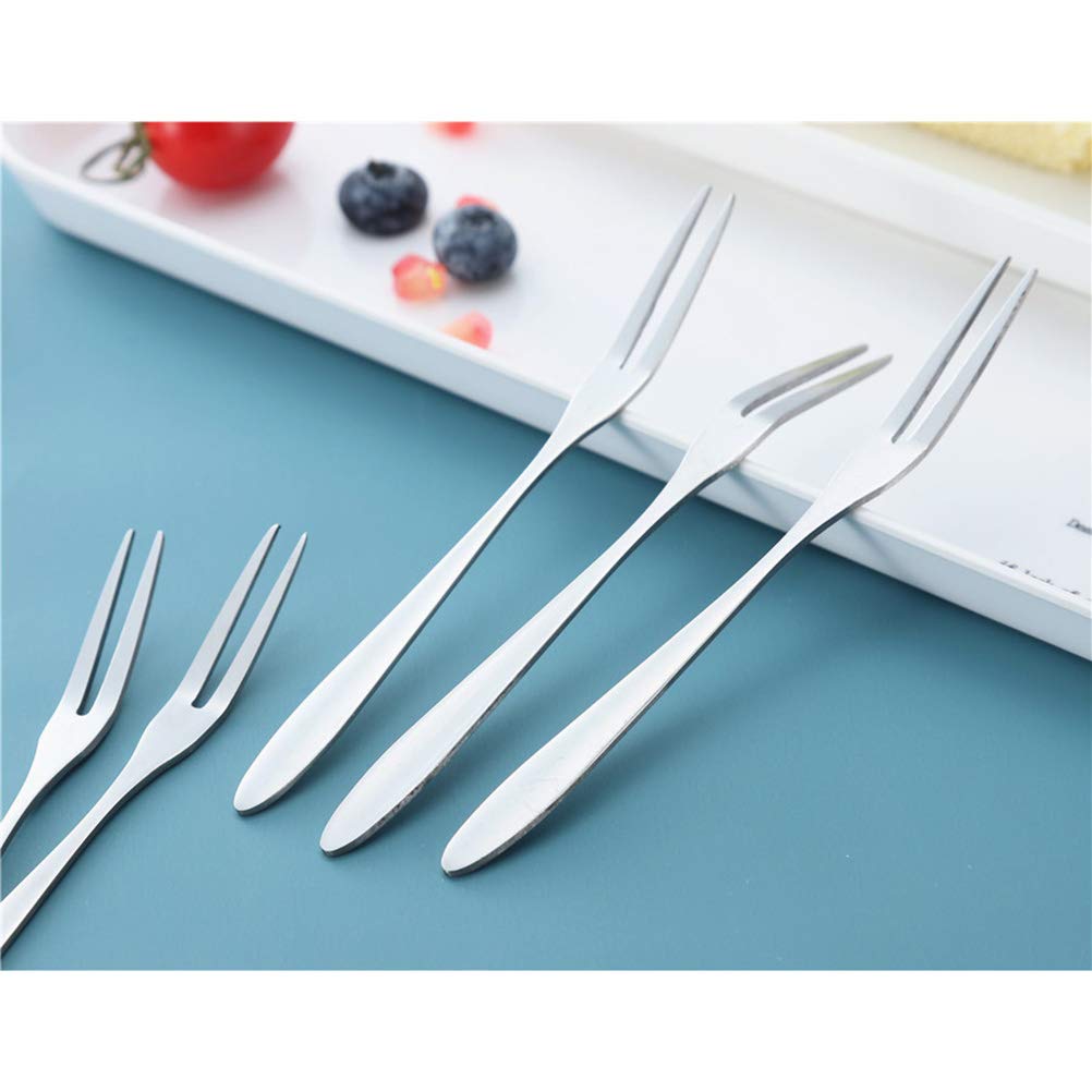 5-Pack Stainless Steel Cake Forks - Reusable Fruit Forks & Party Picks for Desserts, Lunchboxes, Picnics & Tea Parties (Durable & Elegant)