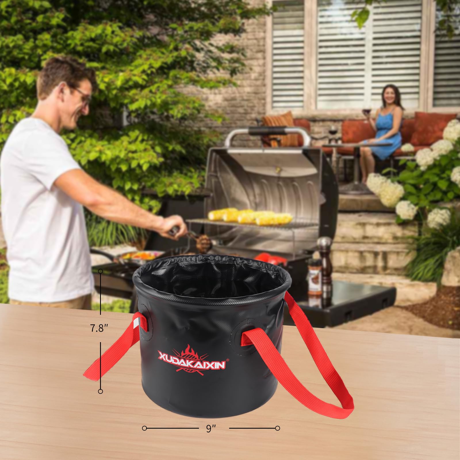 Collapsible Water Bucket for Grill Cleaning, Camping & Outdoor Activities - Portable Foldable Design for BBQ, Picnics, Hiking & Backyard Use (Bucket Only)