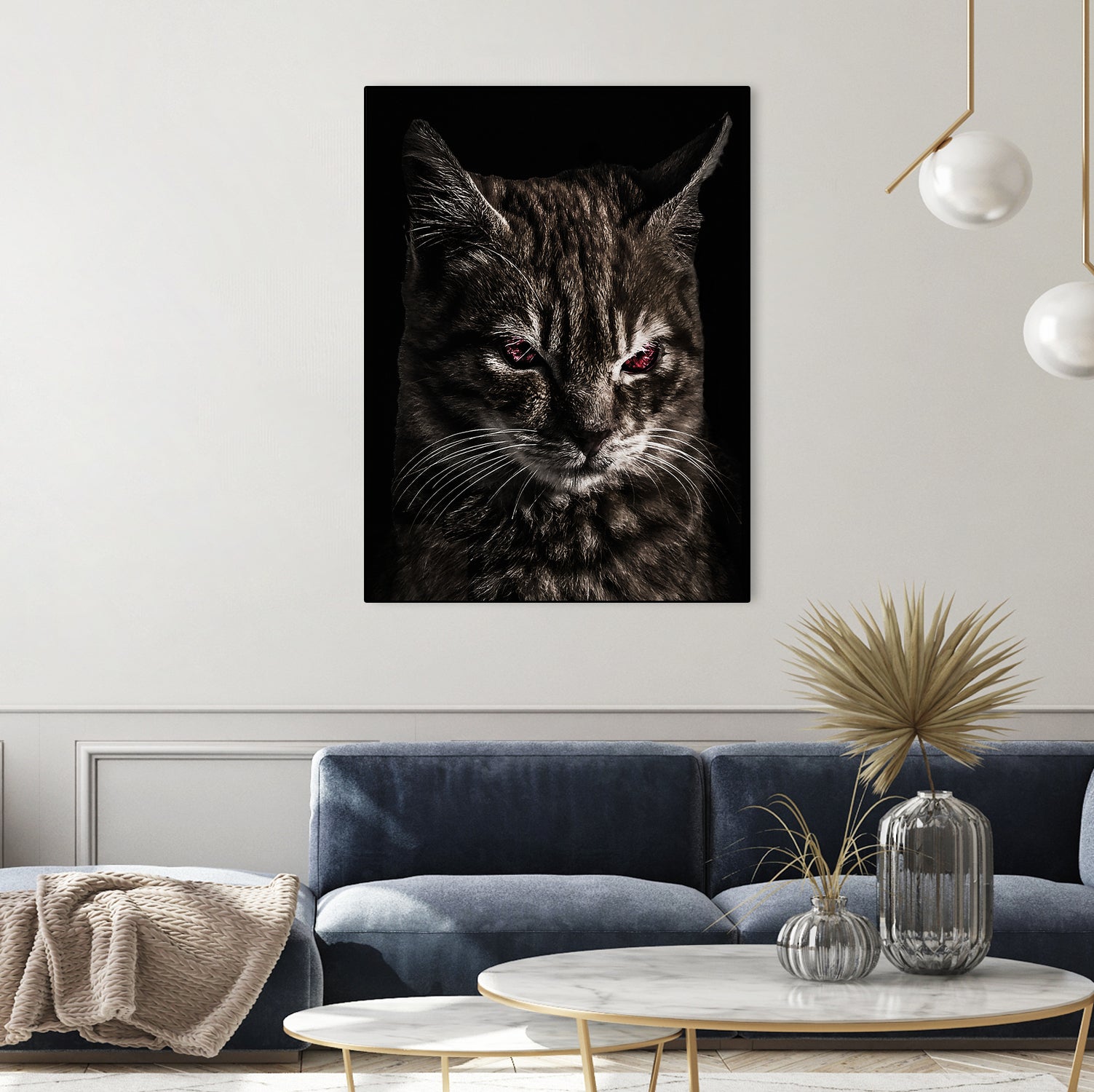 Creepy Kitten Portrait Photo Illustration - Spooky Cat Art Print for Halloween Decor, Gothic Home Decor & Unique Wall Art