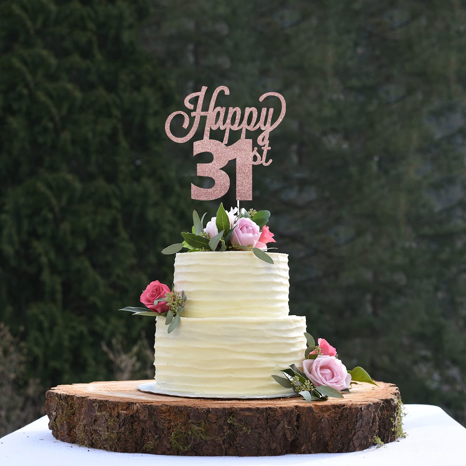 Happy 31st Birthday Cake Topper - Cheers to 31 Years Old Party Decorations | Elegant Cake Centerpiece Sign for Birthday Celebrations, Anniversaries & Special Occasions