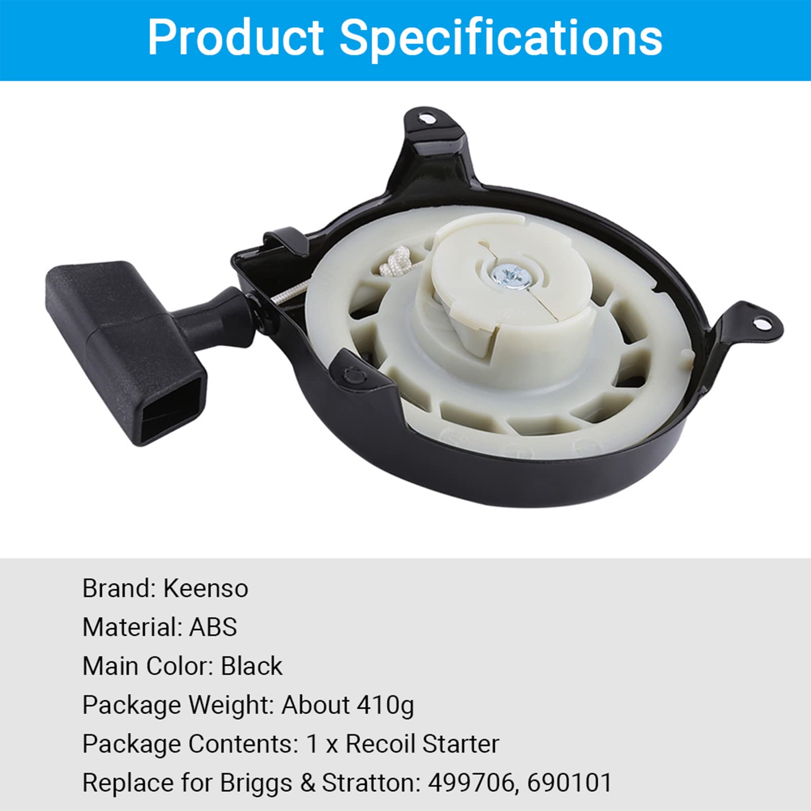 499706 690101 ABS Material Pull Start Starter Assembly Kit for Lawn Mower Engines - Compatible with 091212, 091232, 091412, 093212, 093232, 093302 Models - Perfect for Small Engine Repair & Lawn Mower Maintenance