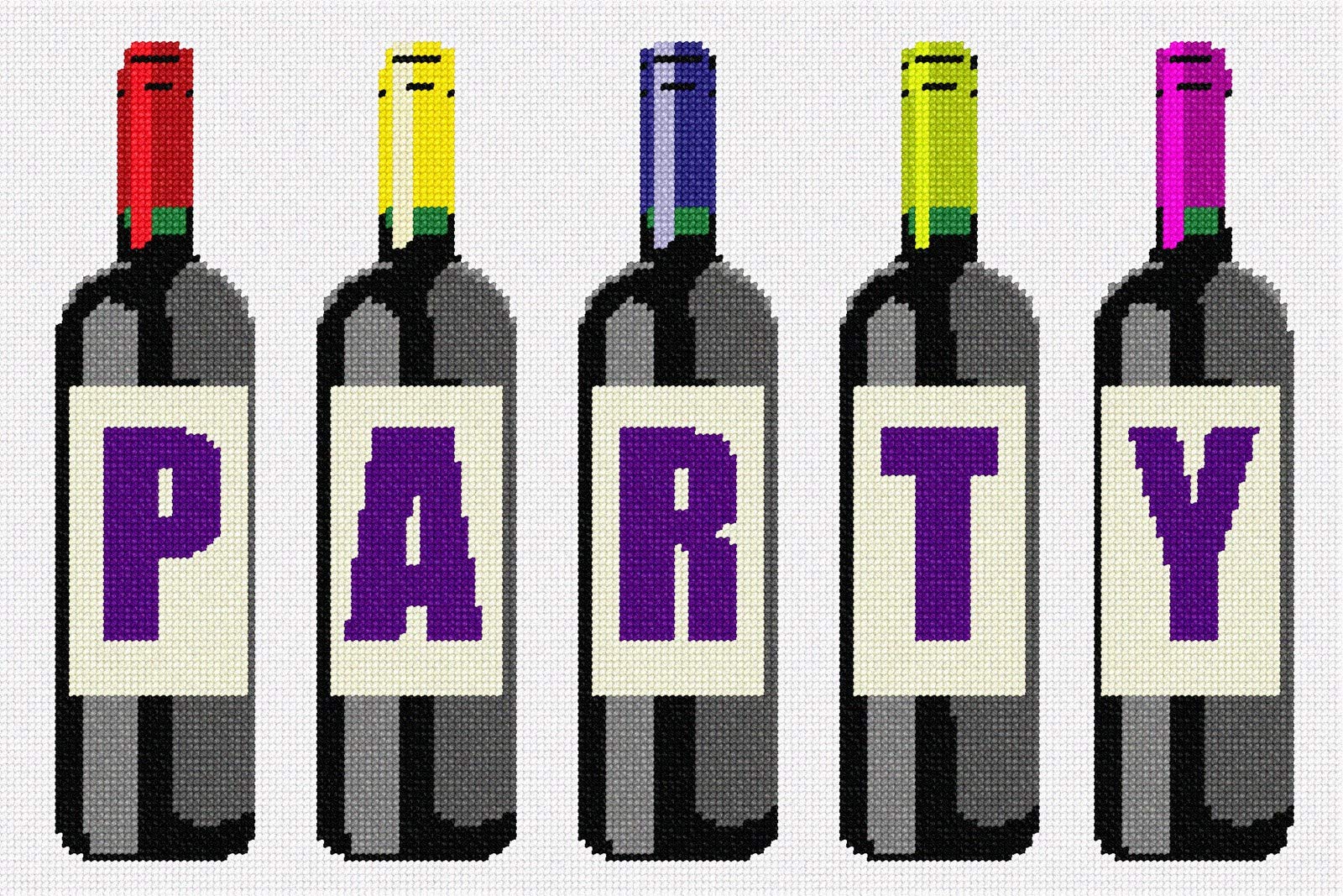 Pepita Needlepoint Kit - Party Wine Bottles Design (15