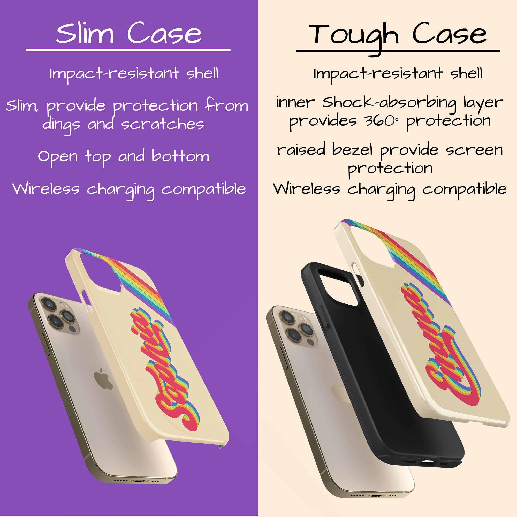 Retro LGBTQ Pride Rainbow Personalized Phone Case - Custom Name Design for iPhone 16 Plus, 15 Pro Max, 14, 13 Mini, 12, 11, X/XS Max, XR, 7/8 - Perfect for Pride Events, Festivals & Everyday LGBTQ Support