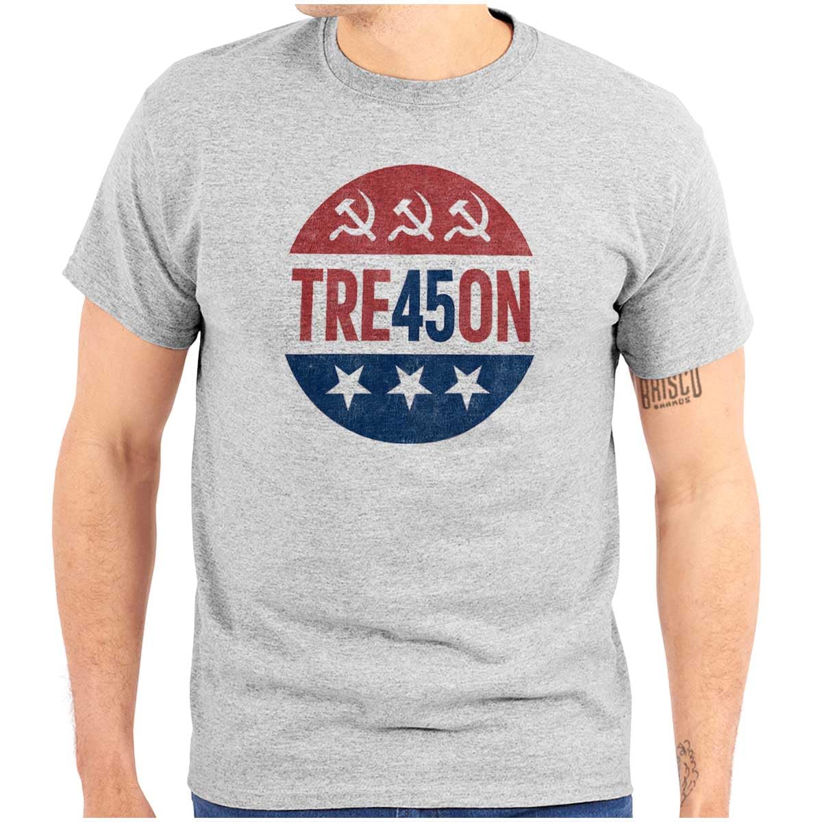 Brisco Brands Tre45on Treason 45th President Trump Graphic T-Shirt for Men & Women - Political Statement Tee for Trump Supporters, Rallies & Patriotic Events