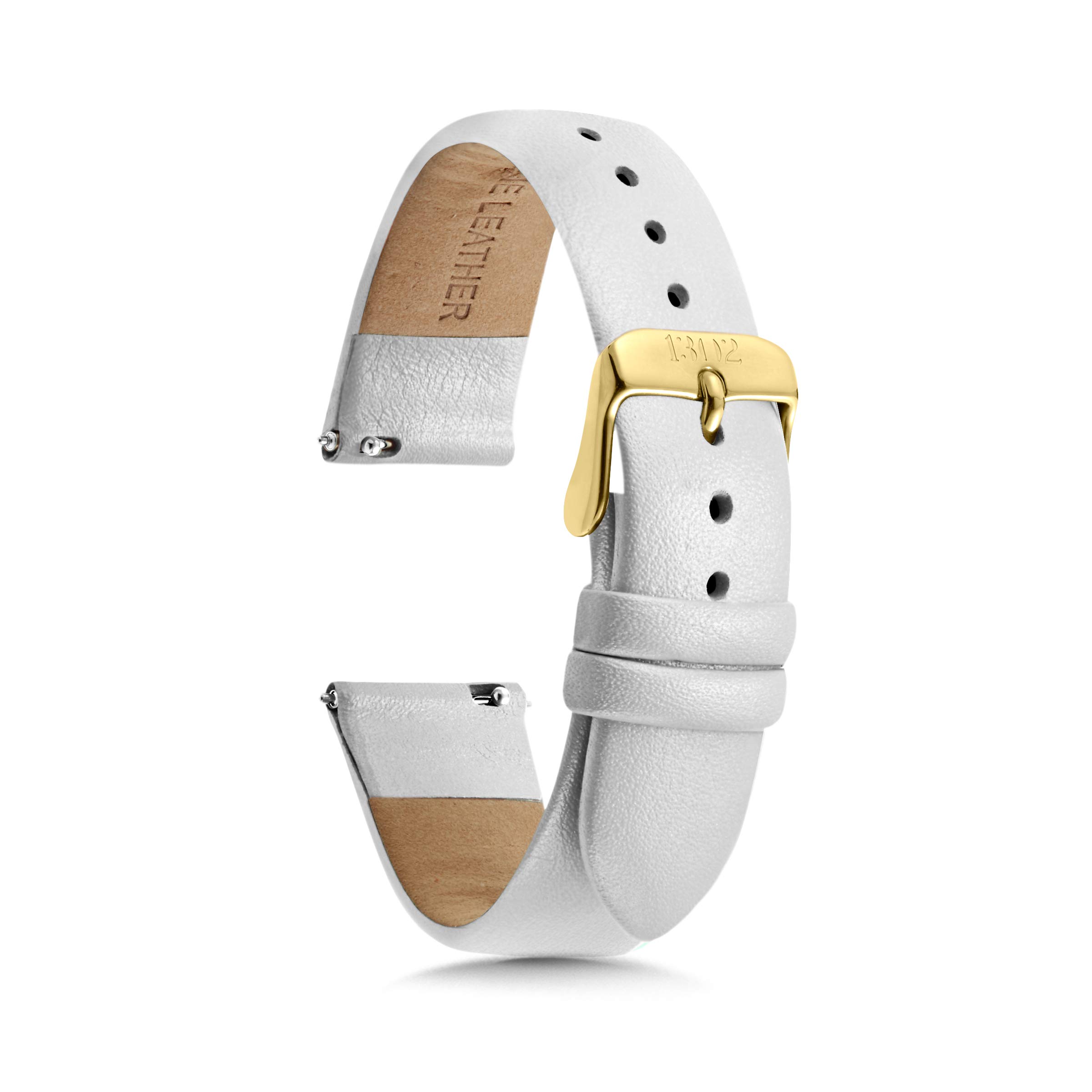 Black Leather Watch Band 18mm 20mm 22mm Quick Release - for Men & Women