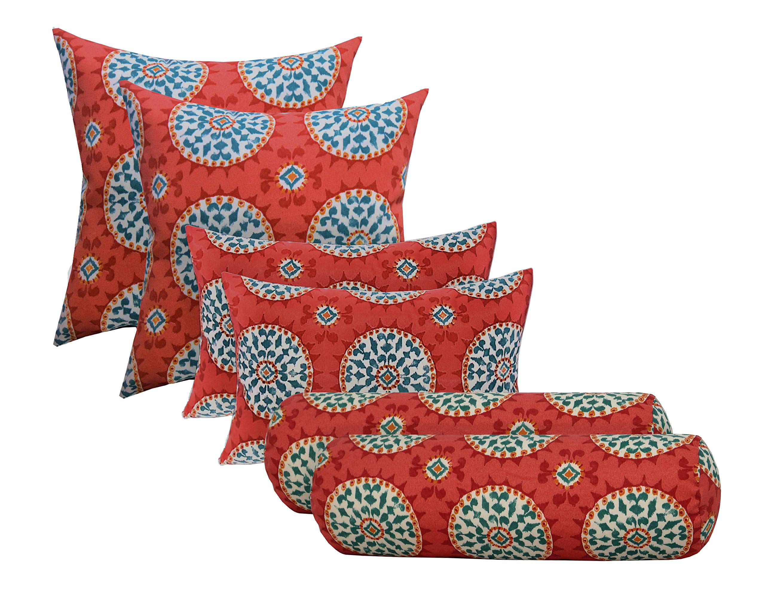 RSH DECOR Watermelon Wheel Pillow Set - Indoor/Outdoor Cushions for Sofa & Patio (6-Pack)