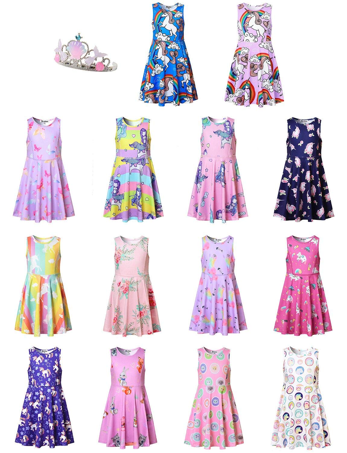 Jxstar Girls Sleeveless Summer Dresses - Casual Swing Dress for Toddlers & Little Kids | Perfect for Playdates, Beach Outings & Summer Vacations