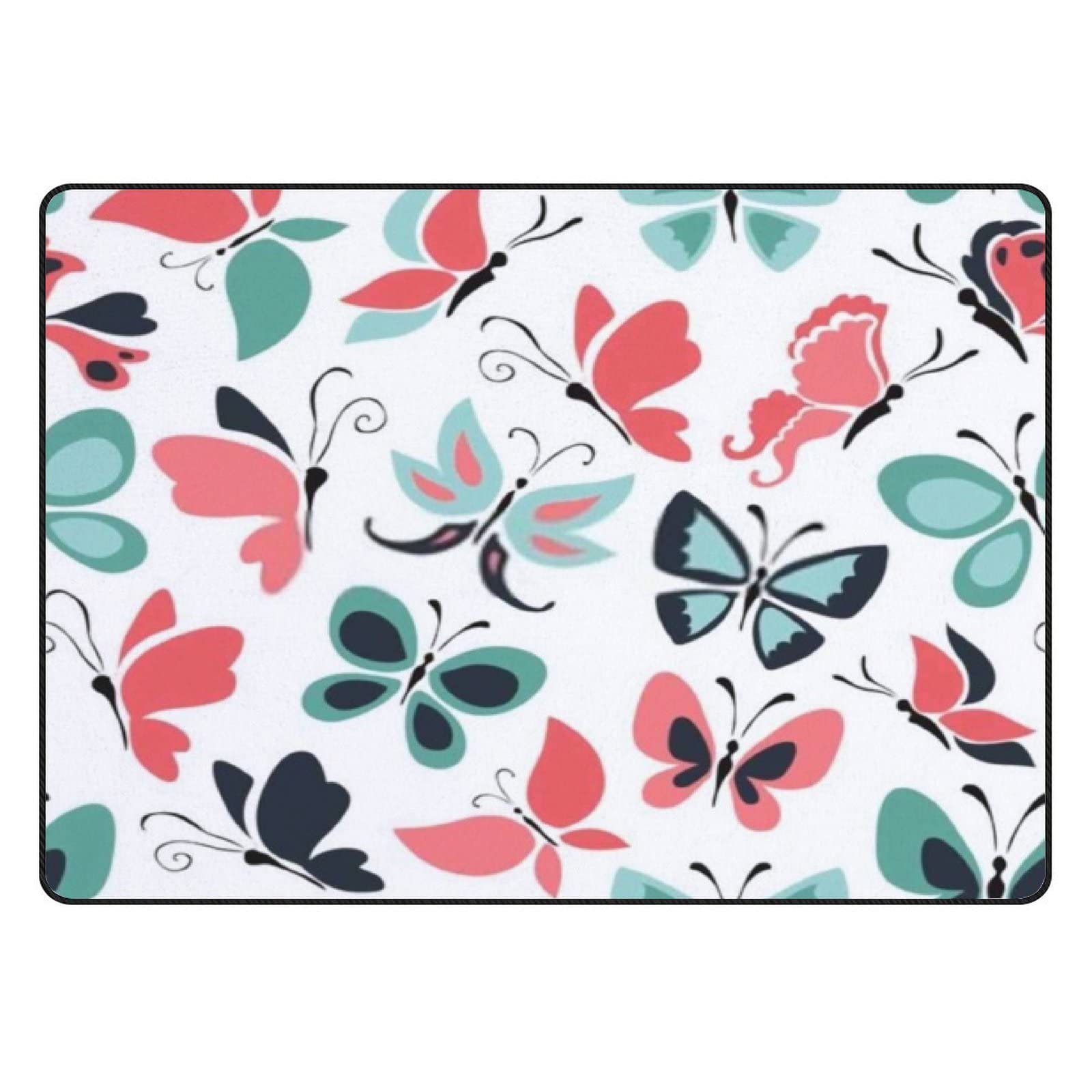 Elegant Butterfly Area Rugs - Non-Slip Soft Large Indoor Floor Mats for Bedroom, Living Room, Nursery, Dorm & Office (60x39in) | Home Decor Carpet Perfect for Kids Room & Under Desk