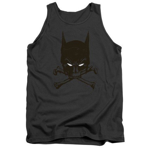 Batman Bat and Bones Graphic Adult Tank Top - Charcoal Grey, Size Large - Perfect for Comic Con, Cosplay & Casual Wear