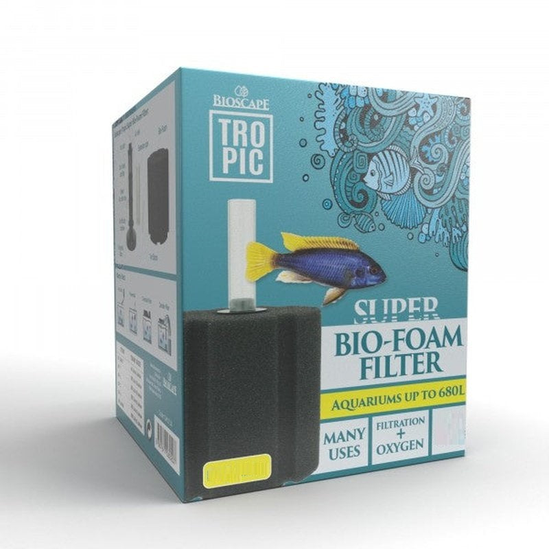 Bioscape Super Bio Foam Sponge Filter for Aquarium - High Efficiency Fish Tank Filter Media with Beneficial Bacteria - Perfect for Freshwater & Saltwater Tanks, Shrimp Breeding, and Aquatic Plant Growth