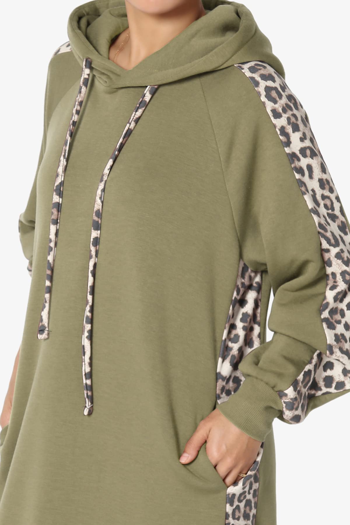 TheMogan Leopard Print Loose Fit Pocket Pullover Hoodie - Women's Long Tunic Sweatshirt for Casual Wear, Street Style & Loungewear