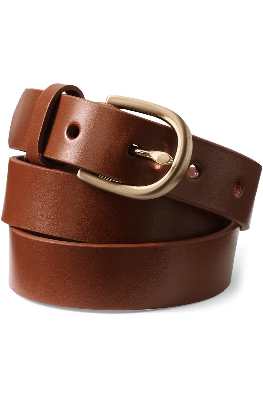 Lands' End Women's Classic Genuine Leather Belt - Adjustable Waistband for Jeans, Pants & Dresses | Stylish Everyday & Office Wear Accessory