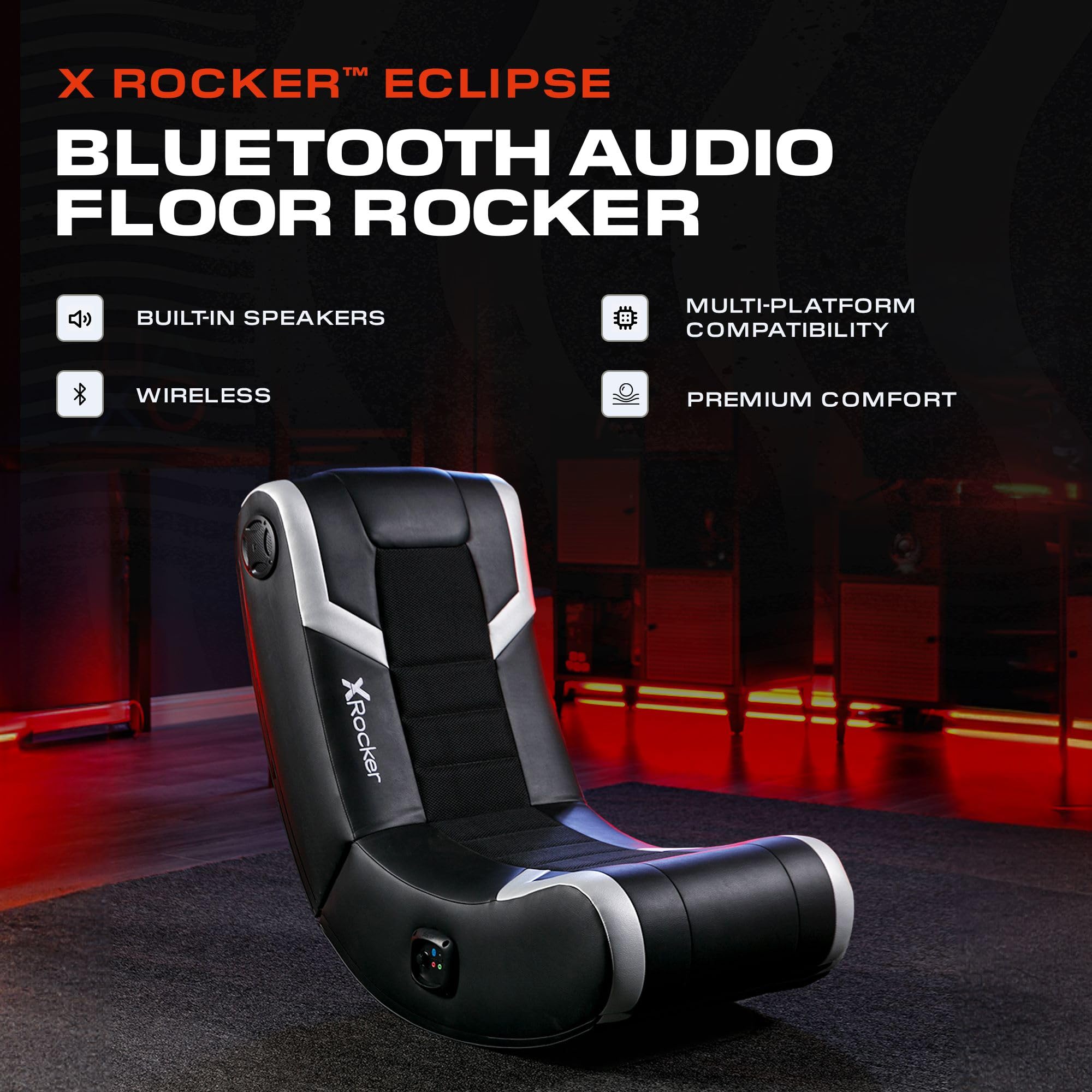X Rocker Video Gaming Floor Rocker Chair with Built-in Speakers | Foldable Ergonomic Design for Bedroom & Game Room | Perfect Gaming Gift for Boys, Girls & Teens Ages 5-17 | Ideal for Console Gaming, Movie Nights & Relaxation