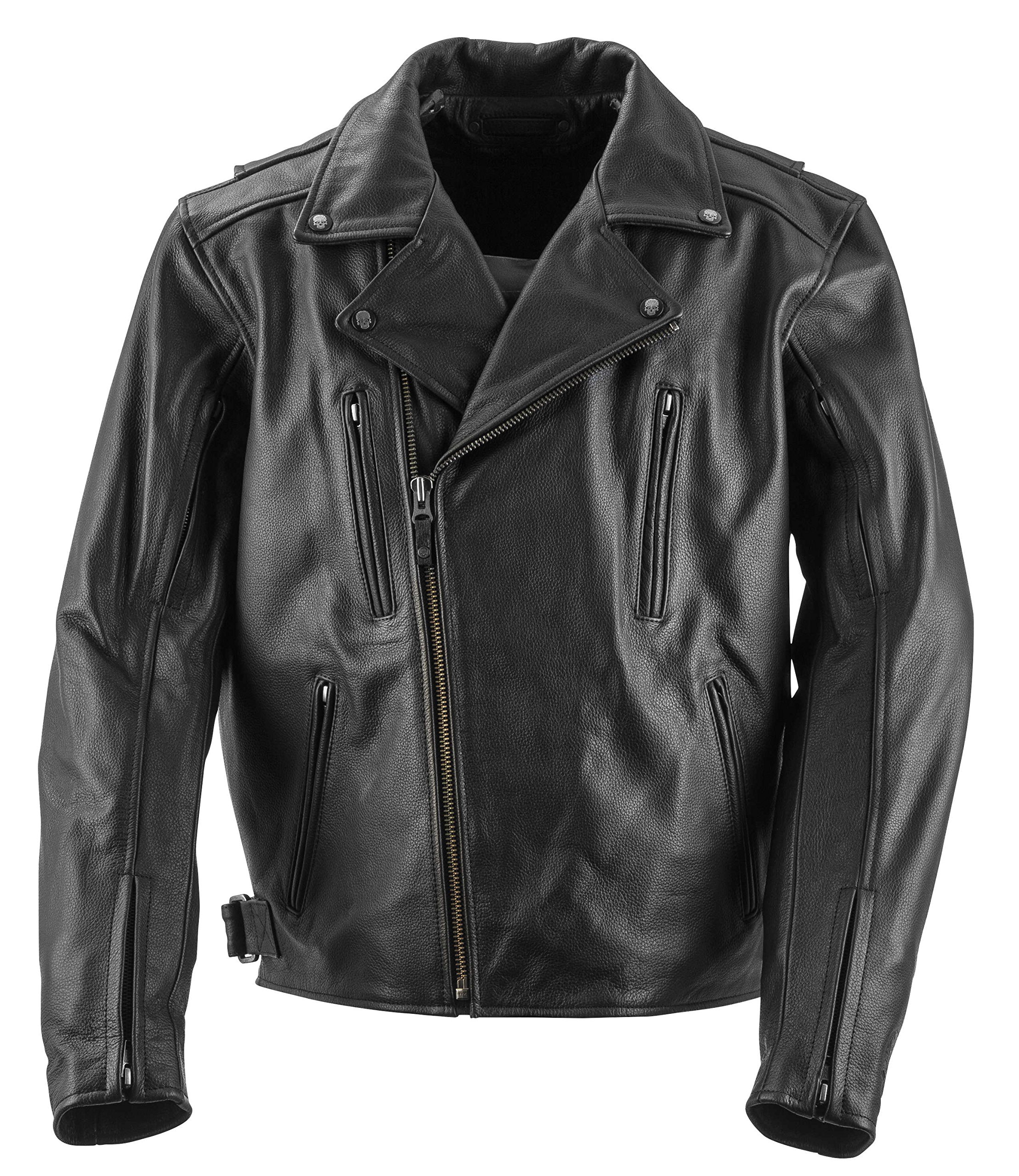 Black Brand Men's Genuine Leather Motorcycle Jacket - Premium Biker Jacket for Riding & Casual Wear