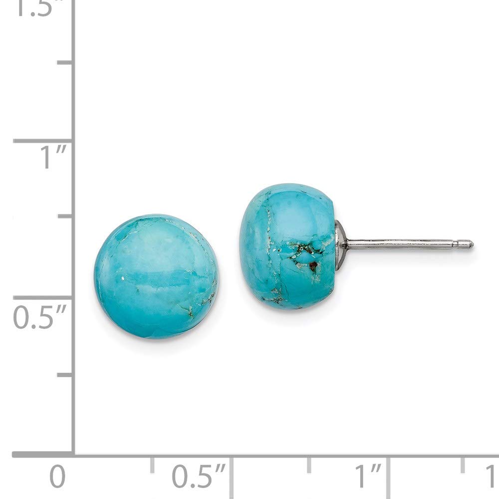 925 Sterling Silver 10-10.5mm Natural Turquoise Button Post Earrings for Women | Hypoallergenic Fine Jewelry | Perfect Gift for Her, Birthday, Anniversary & Everyday Wear