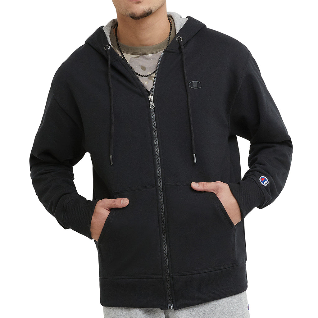 Champion Men's Small Logo Zip-Up Hoodie - Casual Comfort for Everyday Wear, Gym & Outdoor Activities
