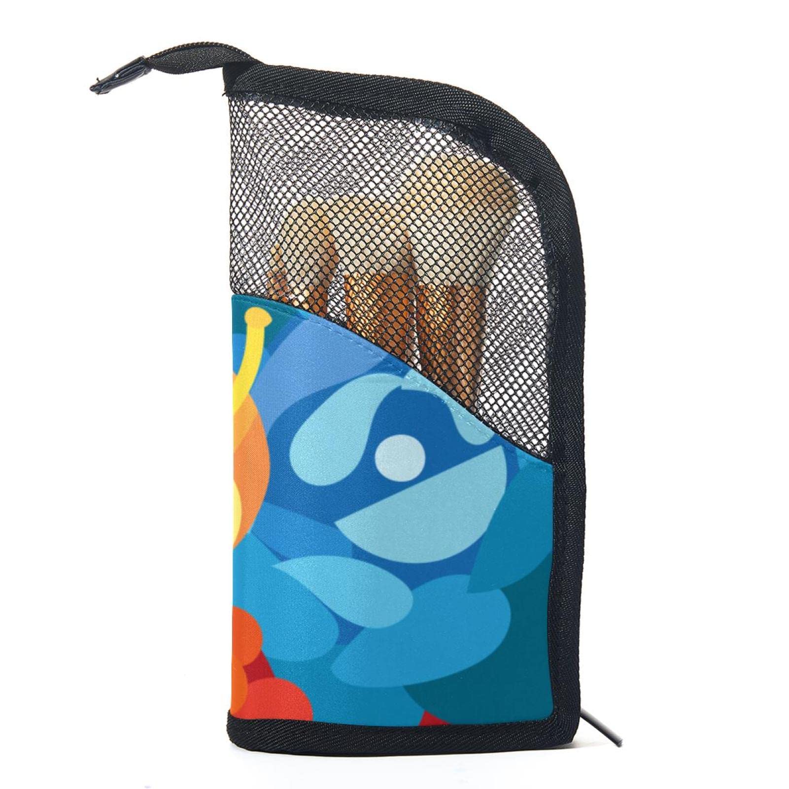 Floral Makeup Brush Organizer Bag with 12 Brush Slots - Portable Travel Cosmetic Brush Holder Case for Professional Makeup Artists & Home Vanity Storage