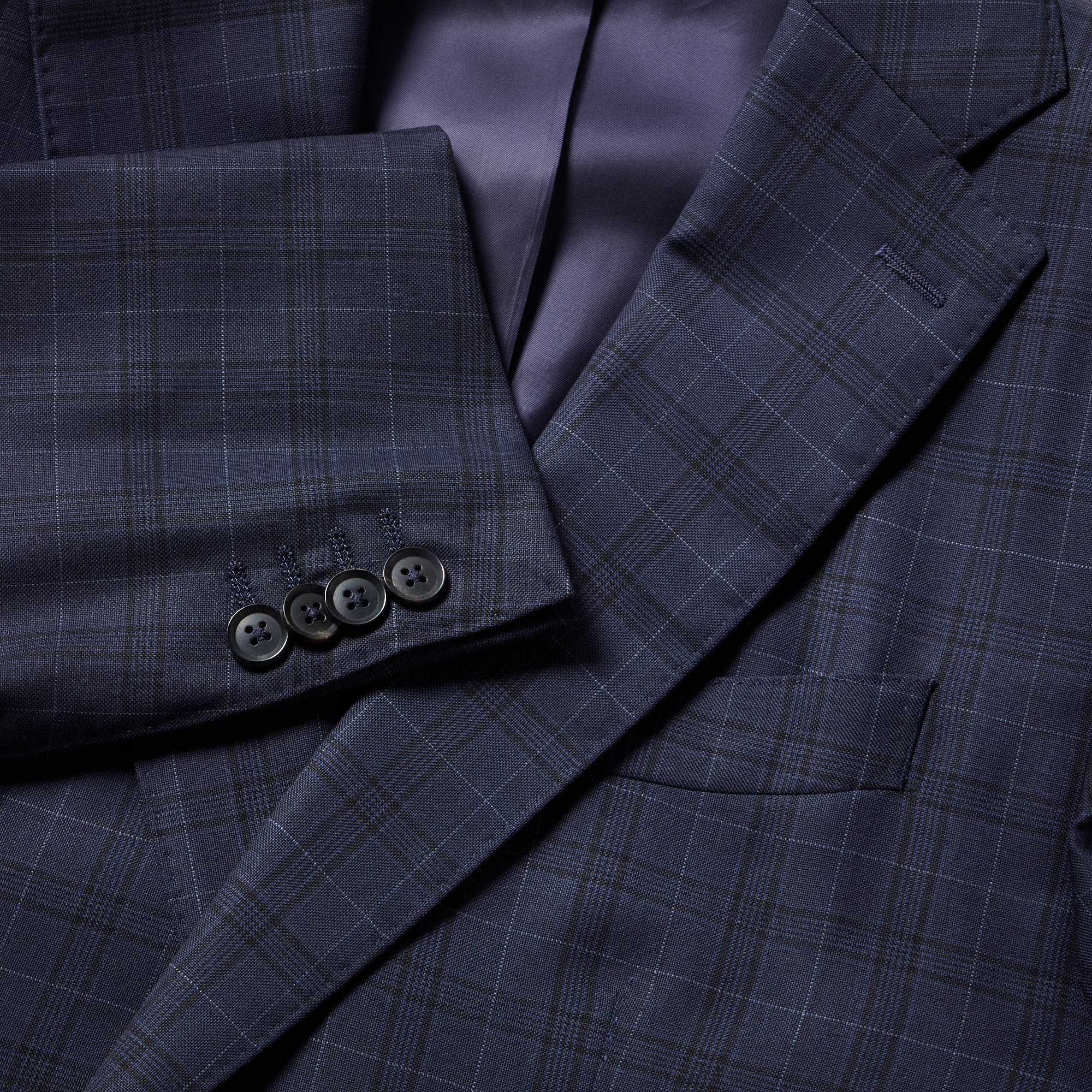 HENRY SARTORIAL x DORMEUIL Dun Full Canvas Check Wool Suit in Navy & Sky Blue - Premium Business Attire for Office, Weddings & Formal Events