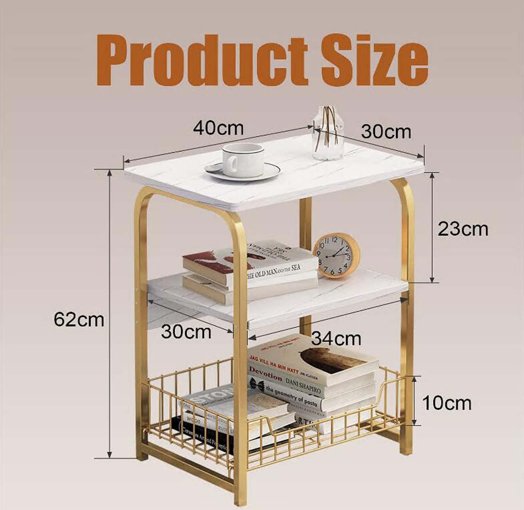 3-Tier Rustic Metal Nightstand with Storage Shelf - Easy Assembly Steel End Table for Bedroom, Living Room, Office - Perfect as Bedside Table, Entryway Accent or Small Tea Table