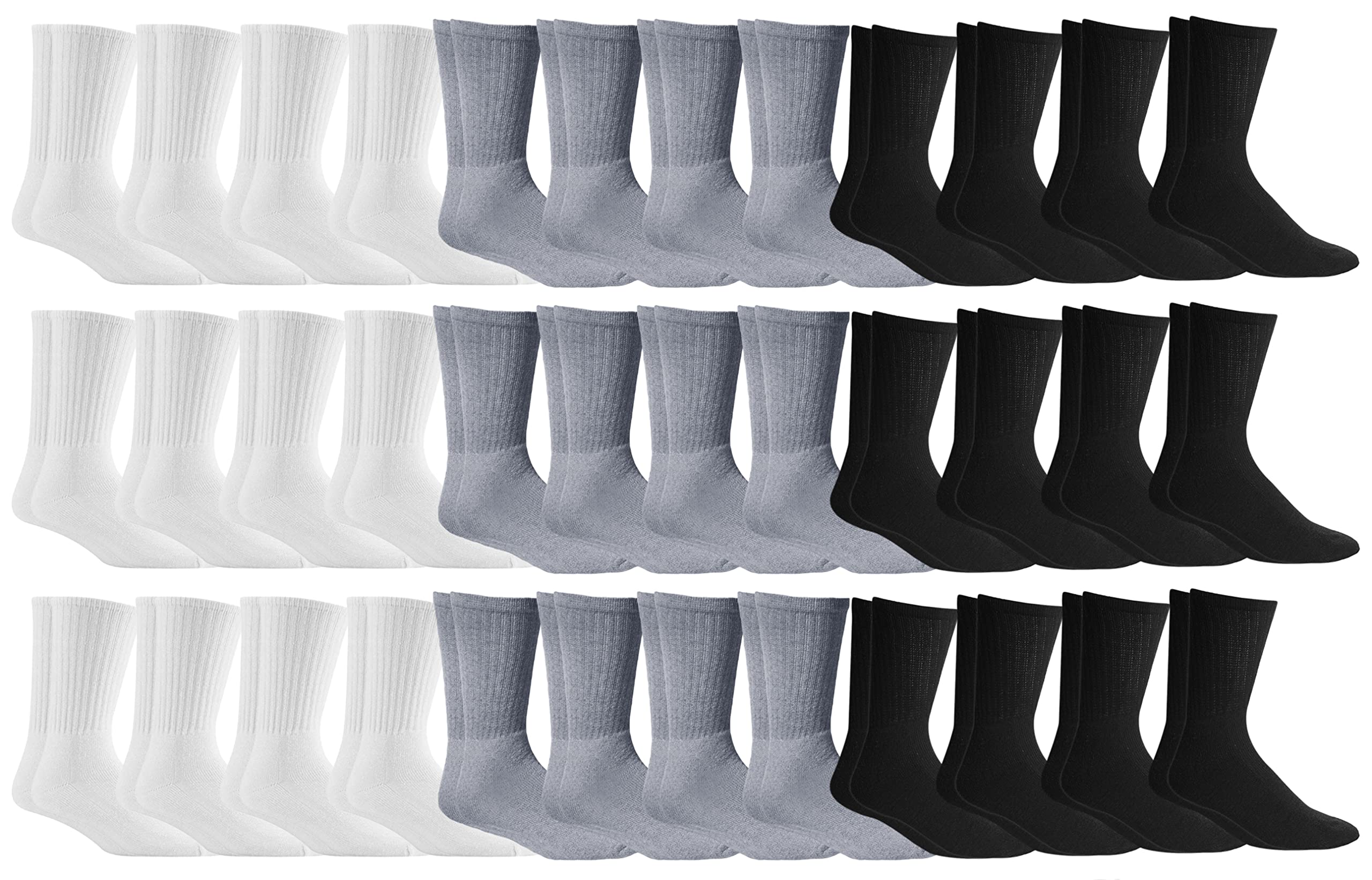Yacht & Smith Big and Tall Men's Sport Crew Socks - Wholesale Bulk Pack (King Size) - Comfortable Athletic Socks for Large Feet - Perfect for Running, Gym Workouts & Everyday Wear