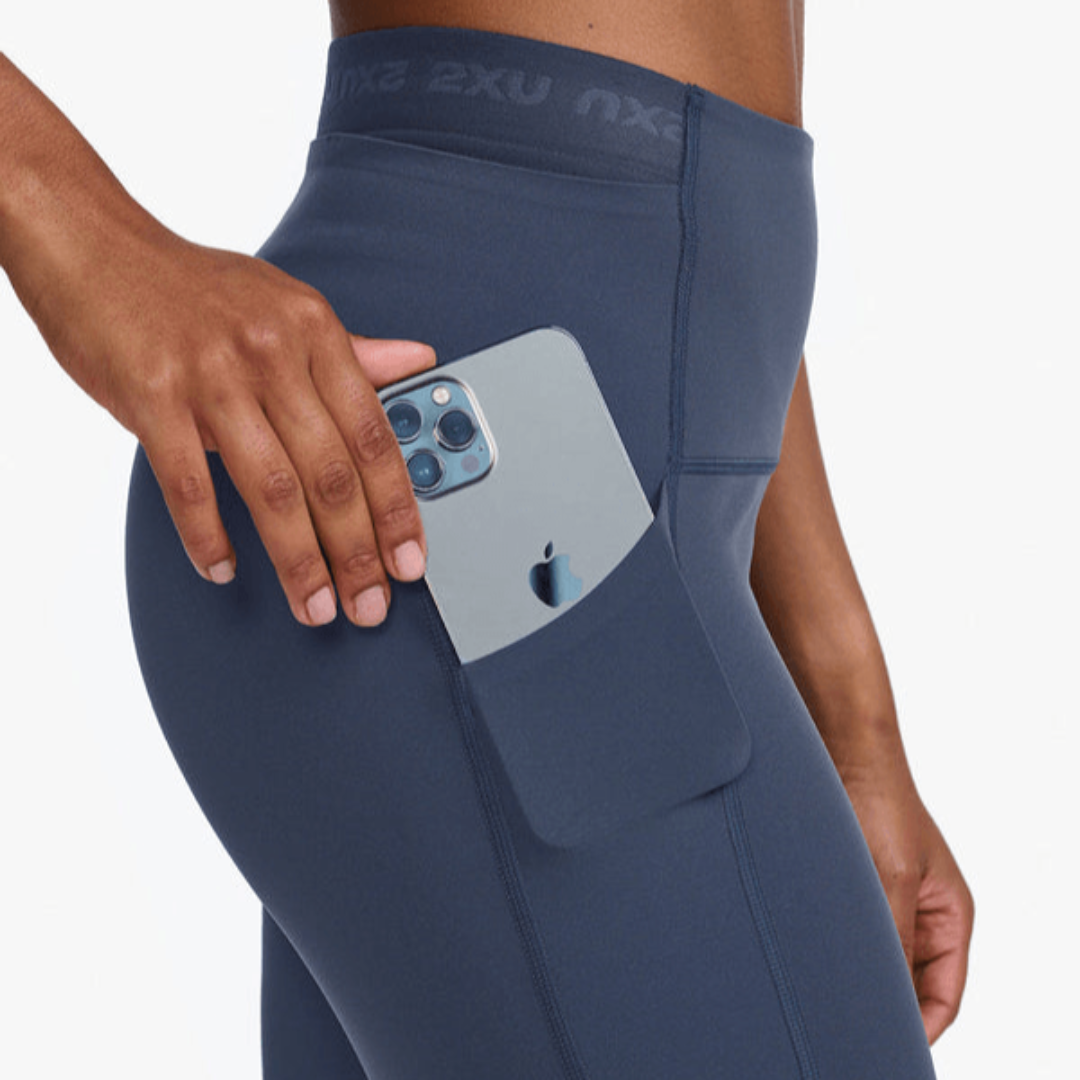 2XU Women's High Waist Compression Tights - Form Stash Running & Workout Leggings for Yoga, Gym & Athletic Performance