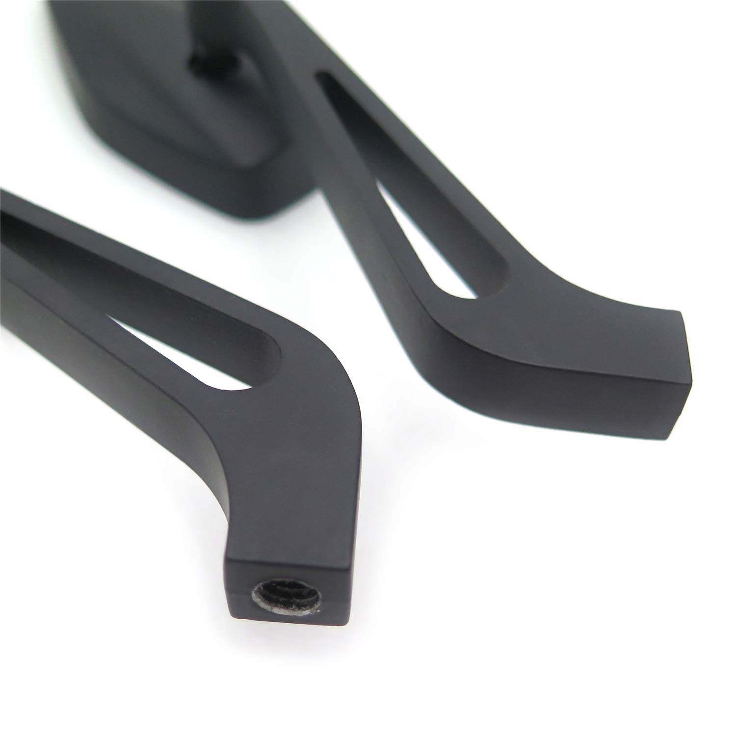 HTTMT MT400-009 Black Motorcycle Mirrors - 8mm & 10mm Clockwise Screw Bolt Compatible with Suzuki, Kawasaki, Yamaha, Harley (Handlebar Mount) - Perfect for Cruiser, Touring & Street Bikes
