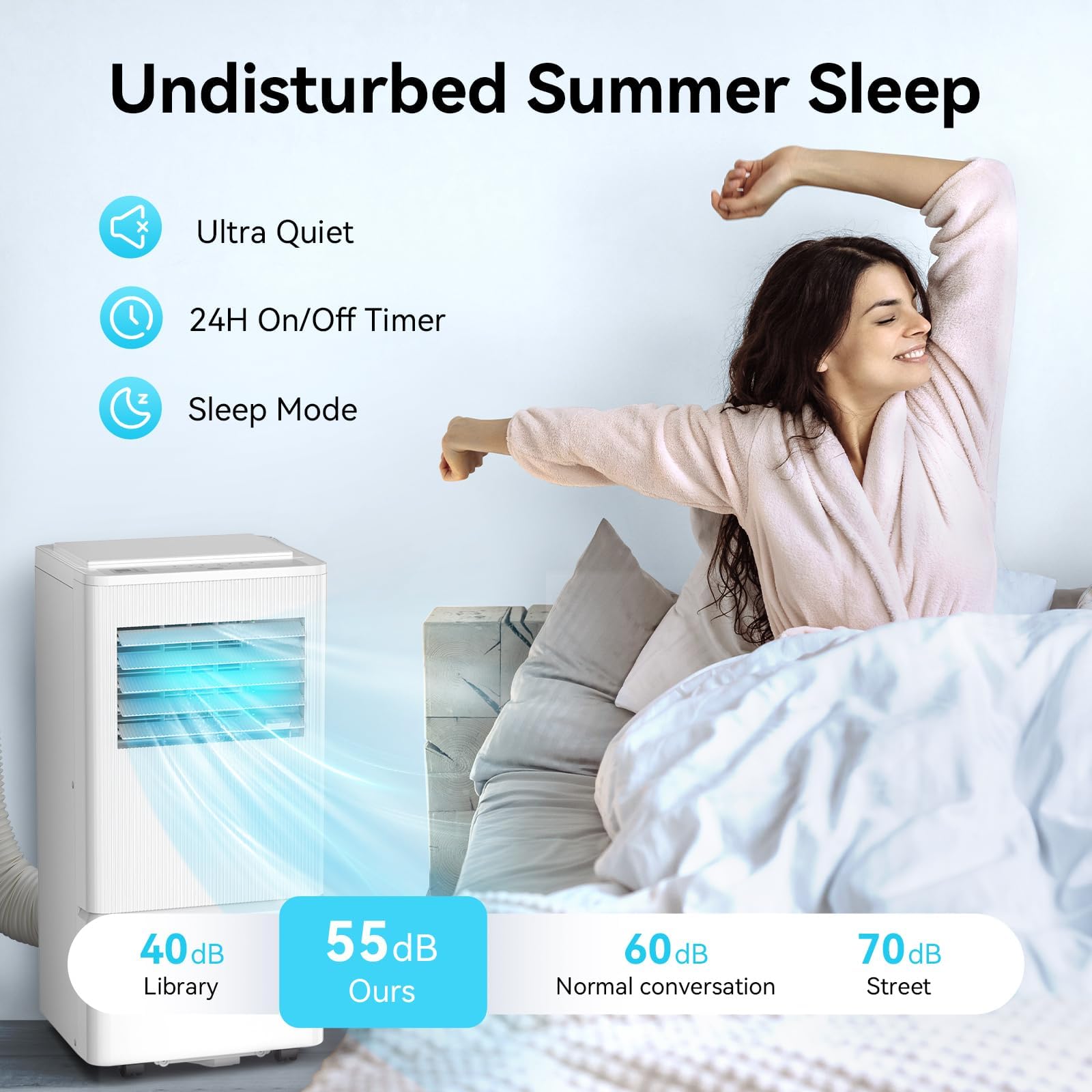 Air Choice 10000 BTU Portable Air Conditioner for Rooms Up to 450 Sq.Ft - 3-in-1 Cooling Unit with Remote, 24H Timer & Window Kit - Perfect for Bedrooms, Offices & Small Spaces