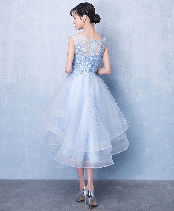 Elegant Blue Scoop Neck Tulle Short Prom Dress - A-Line Homecoming Party Dress for Teens, Perfect for Dances, Graduations & Special Occasions