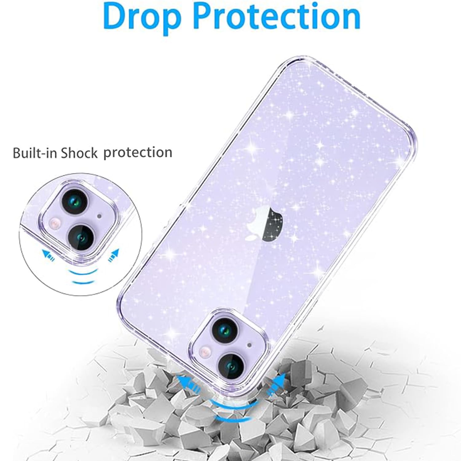 Sparkly Glitter Clear iPhone 14 Case - Shockproof Slim TPU Protective Cover with Anti-Scratch Design for Women & Girls | Perfect for Daily Use, Parties & Gifting