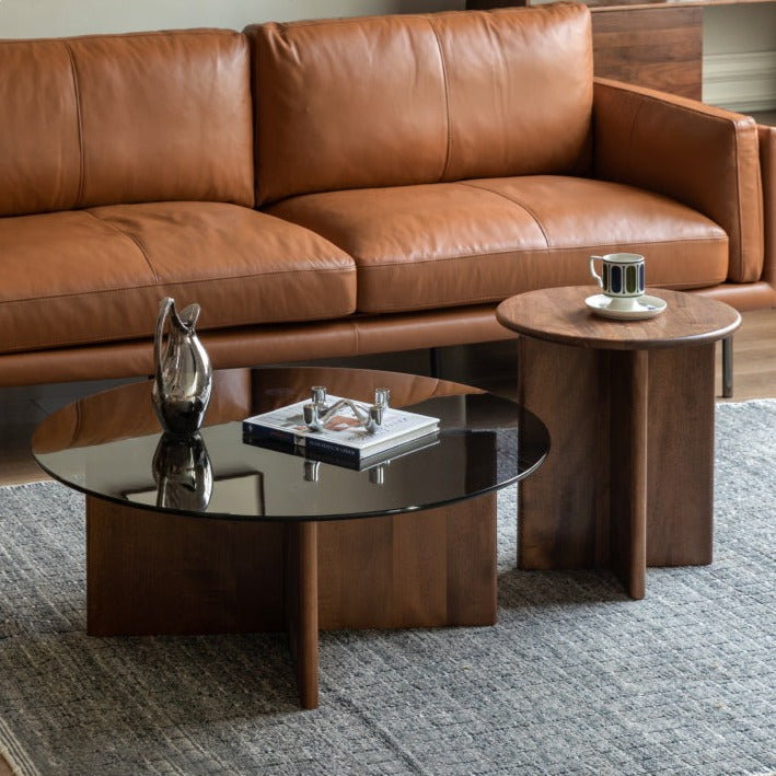 Black Walnut Round Coffee Table with Storage - Modern Living Room Furniture for Small Spaces | Perfect for Apartments, Dorms & Cozy Homes