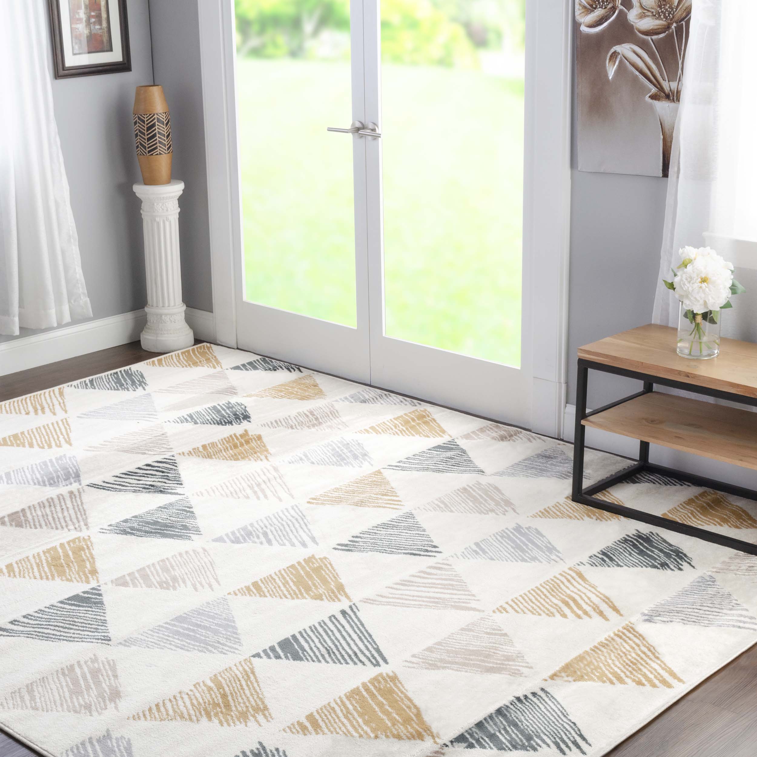 Adrija Modern Geometric Indoor Area Rug, Runner Rug & Door Mat - Non-Slip, Soft & Durable for Living Room, Bedroom, Hallway & Entryway Decor