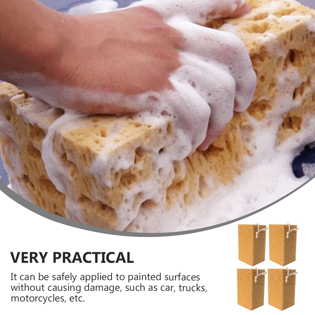 FAVOMOTO 4-Pack Multi-Purpose Cleaning Sponges - Heavy Duty Scrub Sponges for Car Wash, Kitchen, Bathroom & Household Cleaning - Non-Scratch Scrubbers for Dishes, Countertops, Auto Detailing & More