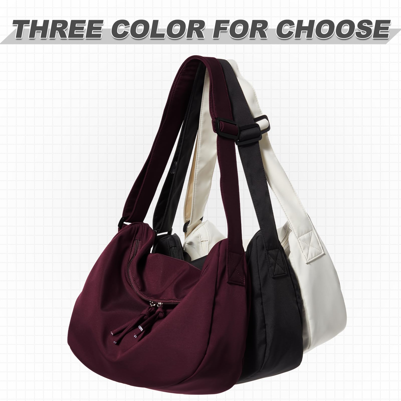 Stylish Women's Hobo Crossbody Bag - Nylon Crescent Shoulder Purse for Everyday Use | Trendy Dumpling & Half Moon Design | Perfect for Work, Travel & Casual Outings