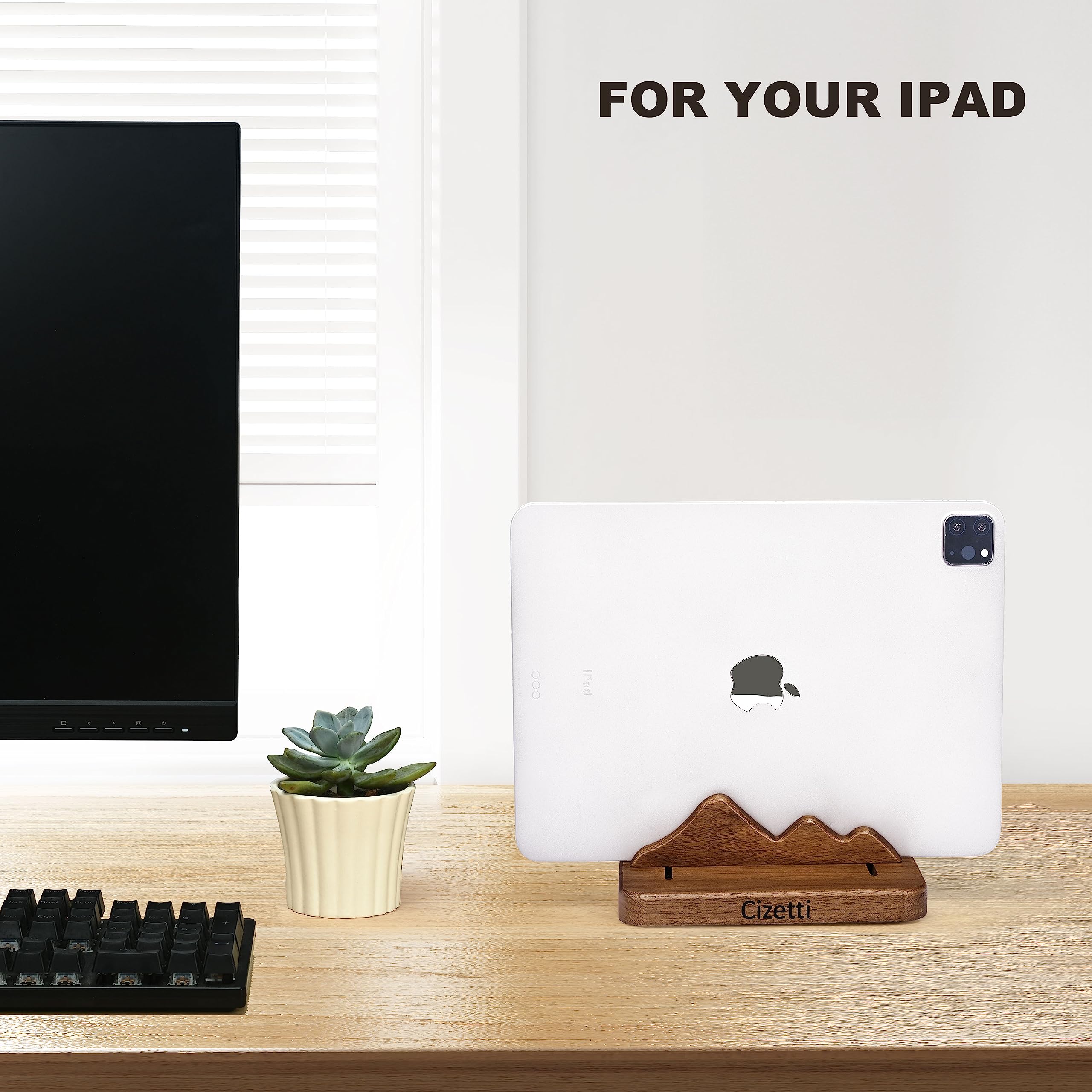 Vertical Wooden Laptop Stand Holder - Adjustable Desk/Under Desk Organizer for MacBook Pro & All Laptops - Black Walnut Wood Dock | Perfect for Home Office, Workspace & Minimalist Setup