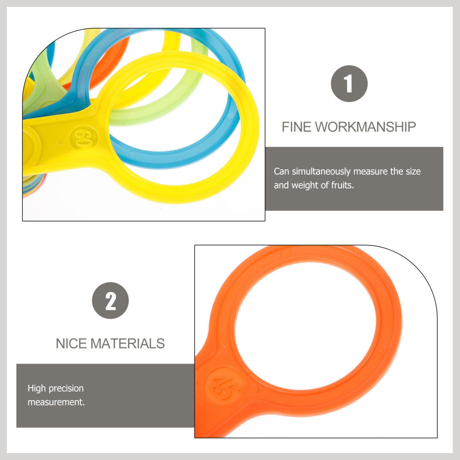 2 Sets Plastic Fruit Ring Sizer Measuring Tool (25-60mm & 60-110mm) - Diameter Measurement Gauge for Oranges, Peaches, Apples - Perfect for Farmers Market, Grocery Stores & Home Kitchen Use