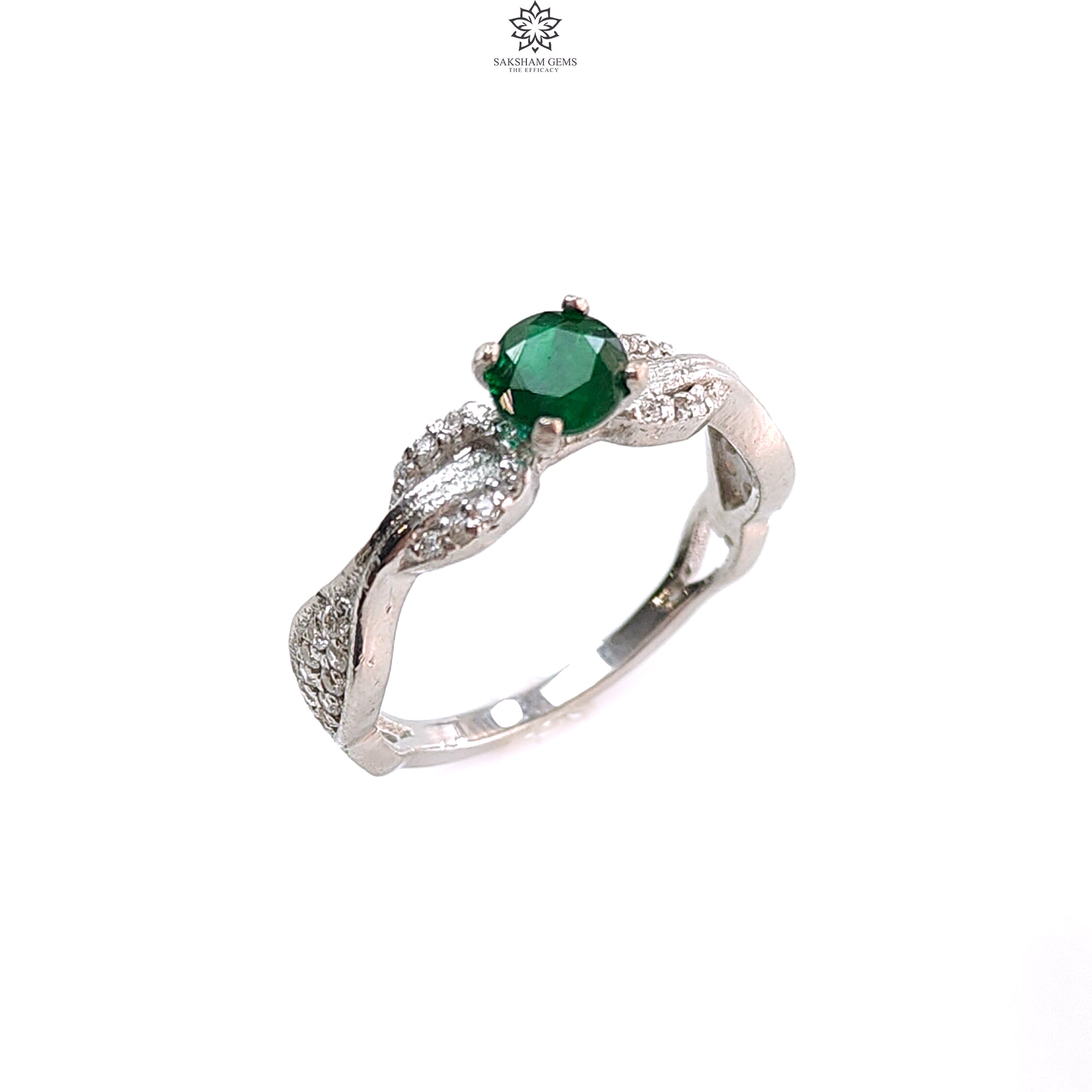 Natural Untreated Emerald Faceted Silver Ring - 2.19gms Round Cut 925 Sterling Silver Prong Set Ring Size 6.5 US | Elegant Jewelry Gift for Women, Anniversary & Special Occasions