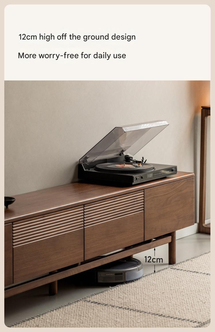 Premium Black Walnut & Oak Solid Wood TV Stand - Modern Entertainment Center with Storage for Living Room, Bedroom, or Home Theater