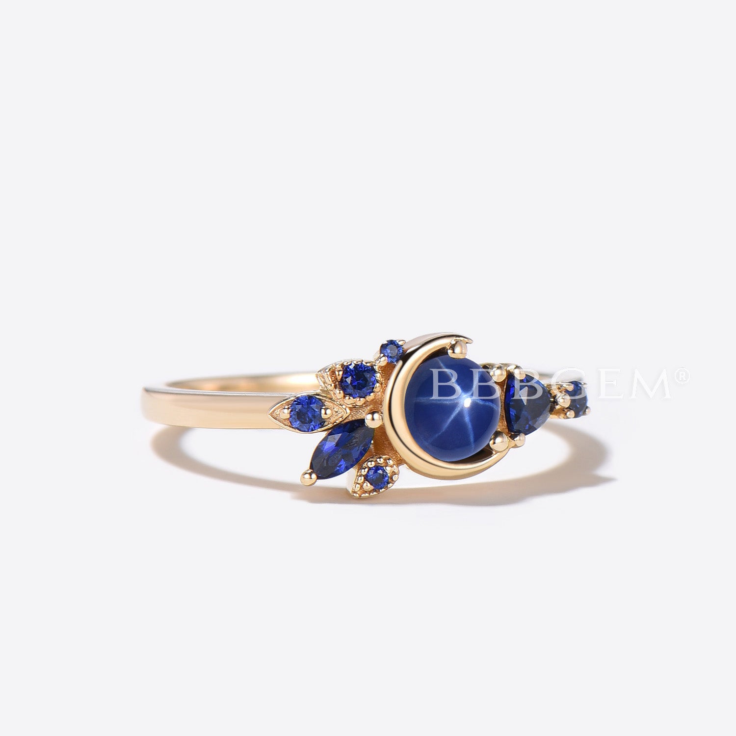 0.5 Carat Round Star Sapphire Engagement Ring - Moon Sapphire Wedding Band for Women - Perfect for Proposals, Anniversaries & Bridal Jewelry