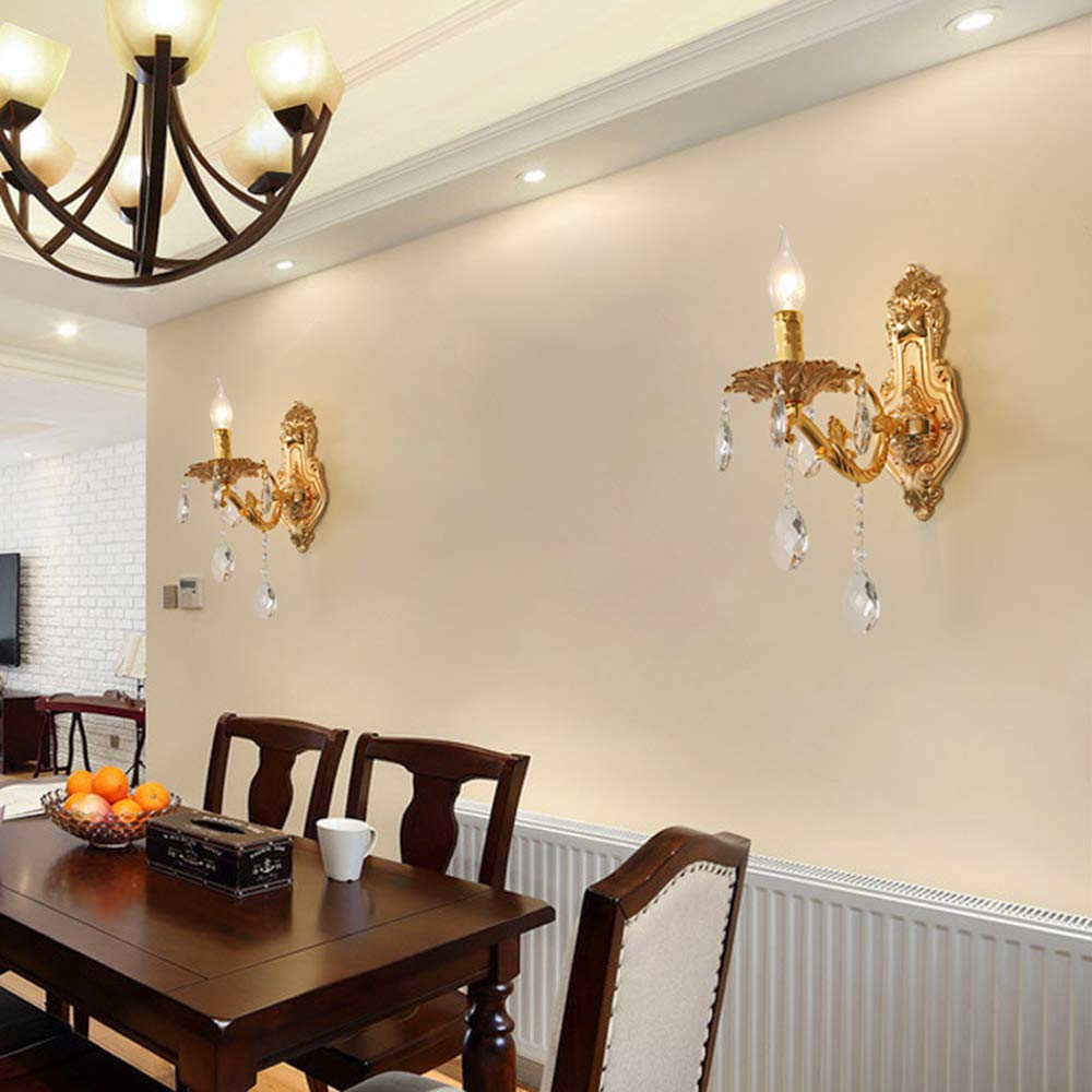 Elegant 2-Light Crystal Wall Sconce - Zinc Alloy Candle Wall Lamp for Living Room, Bedroom & Corridor - Modern Decorative Lighting for Home & Office Spaces