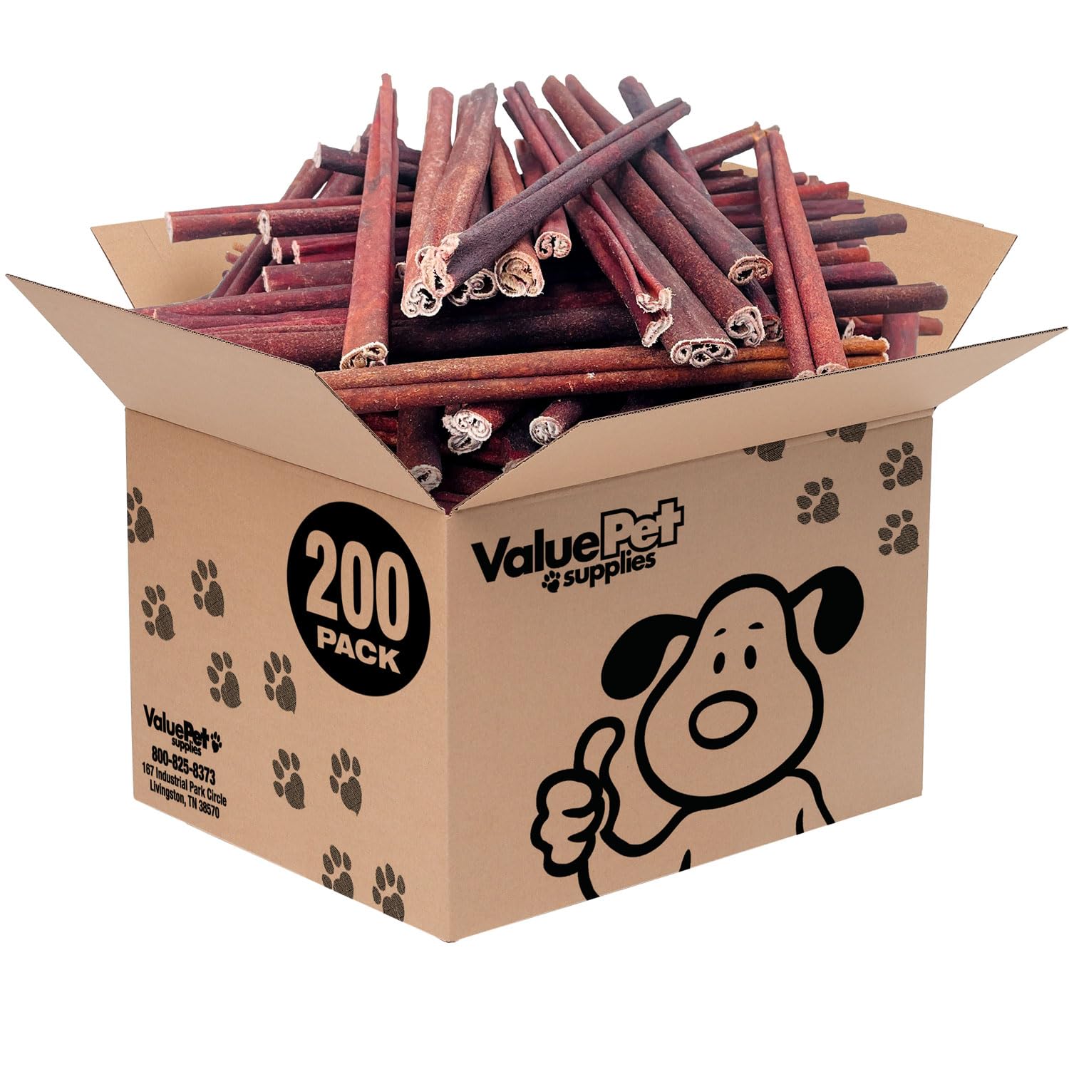 ValueBull USA Natural Collagen Sticks for Dogs - 12 Inch Medium Size, 200 Count Bulk Pack | Healthy Rawhide Alternative for Hip & Joint Support, Skin & Coat Care | Long-Lasting Single Ingredient Chew Treat | Perfect for Training, Teething, and Dental Health