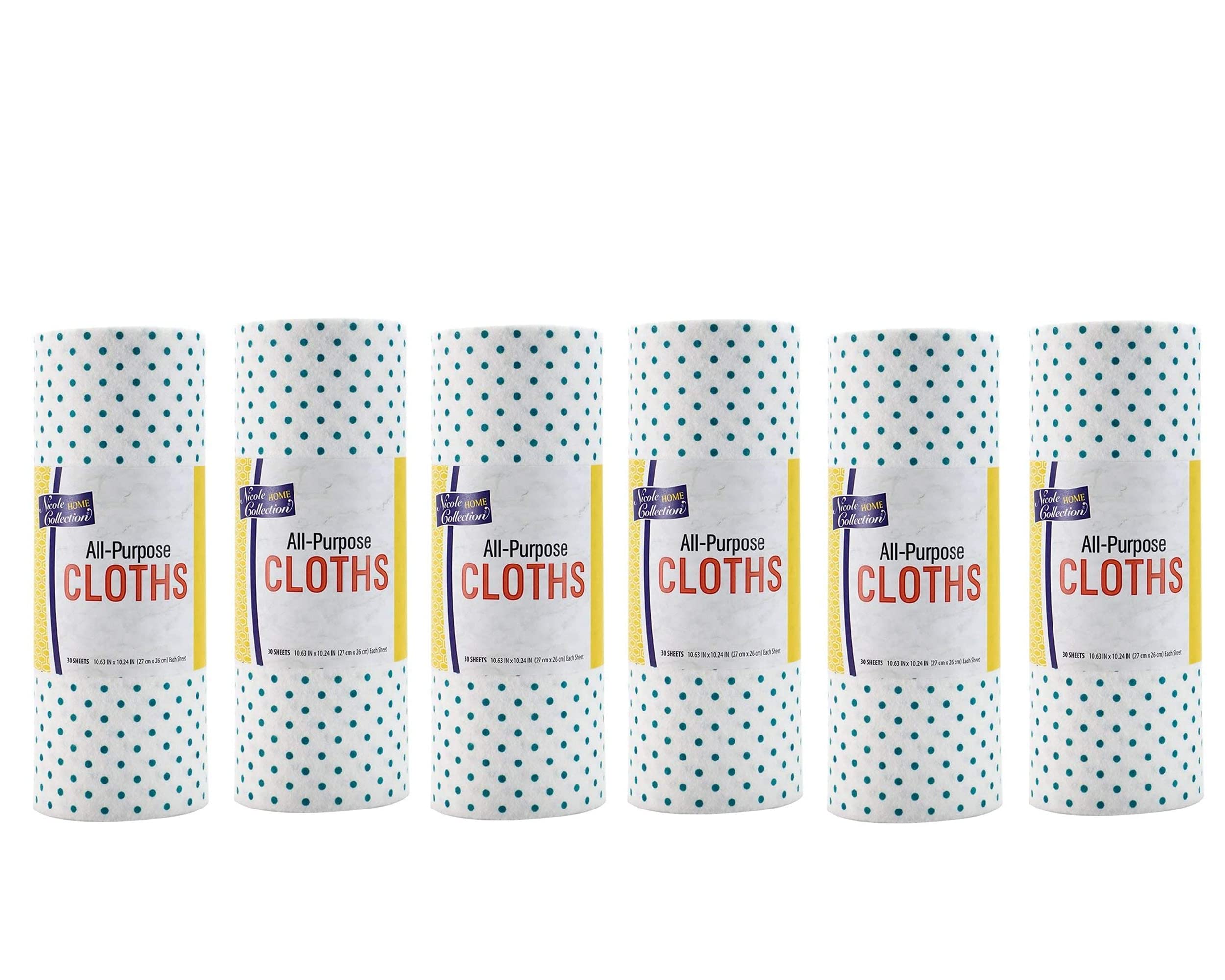 Eco-Friendly Reusable Cleaning Cloths - 6 Rolls (180 Sheets) | Biodegradable & Washable Paper Towel Alternative | Multi-Purpose for Kitchen, Bathroom & Household Cleaning