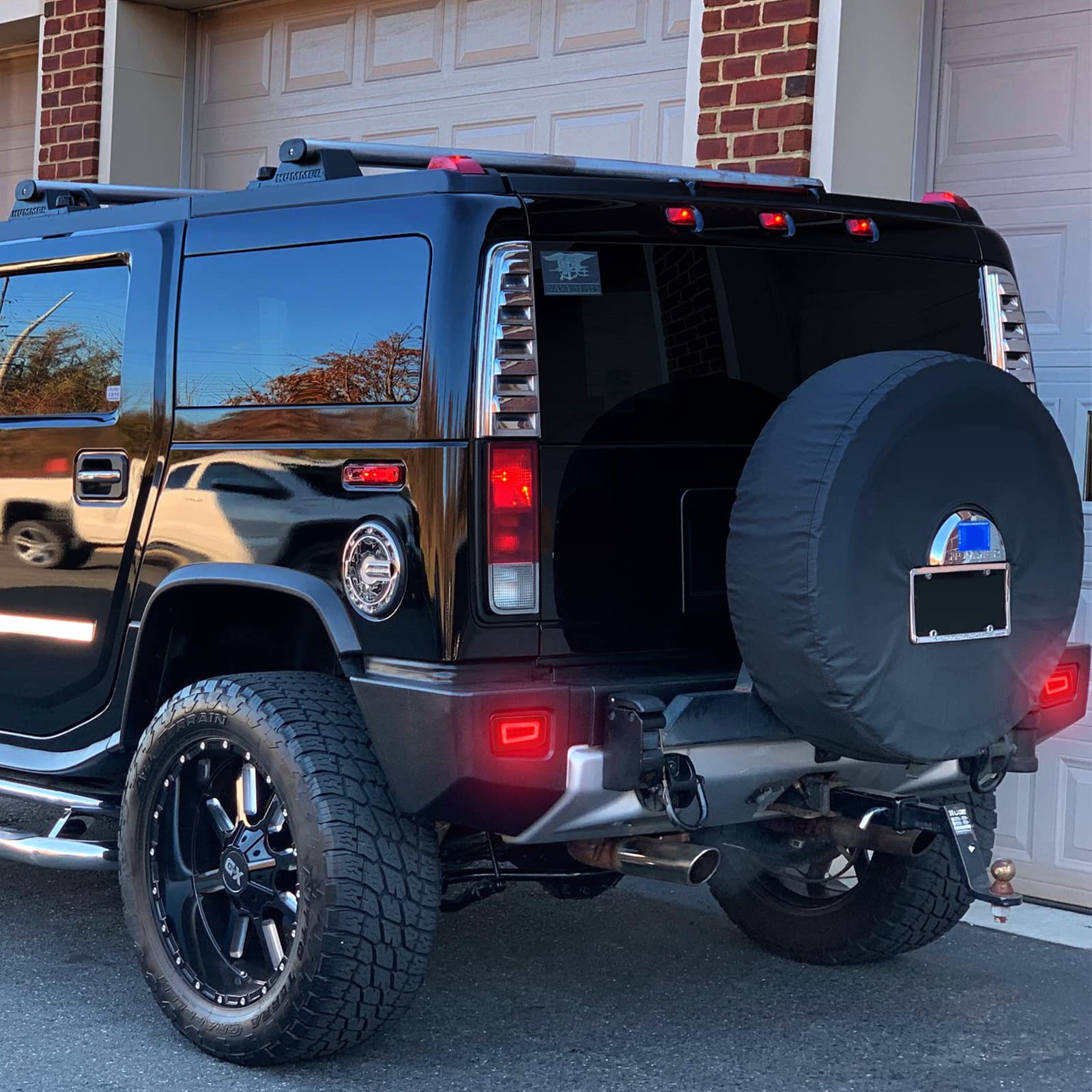 2005-2009 Hummer H2 Rear LED Bumper Fog Lights - 2PC Smoked Lens Brake Tail Lamp Assembly - Direct Replacement for OE 15100039 & 15100038 - Perfect for Off-Roading & Night Driving Safety