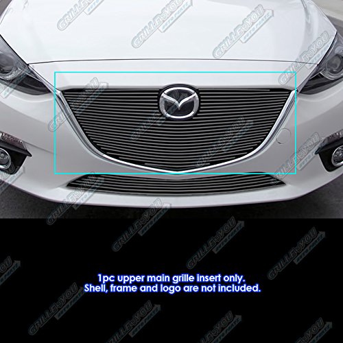 APS Black Aluminum Billet Front Grill Grille Insert Compatible with Mazda 3 2014-2016 (Model M65970H) - Upgrade Car Styling for Street & Show Performance - Perfect for Car Enthusiasts & Auto Shows