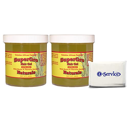 African Formulas Super Grow Hair Gel - Natural Styling & Loc Gel for Retwist with Coconut Oil & Essential Growth Serum Oils (16oz, 2 Pack) - Perfect for Dreadlocks, Twist Outs & Natural Hair Care for Men & Women