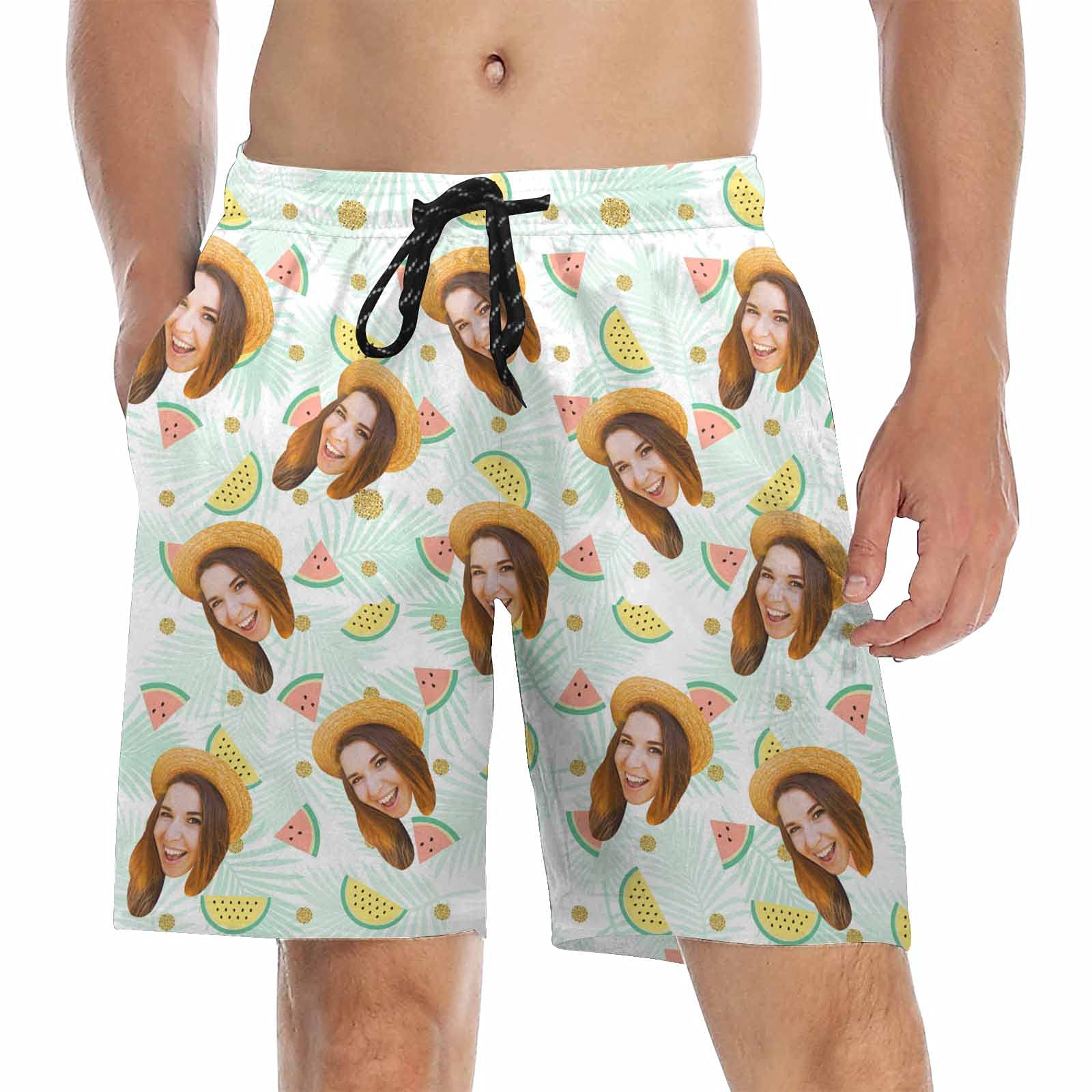 **Custom Printed Men's Swim Shorts - Personalized Beach Shorts with Photo Design - Funny Birthday Gift for Him - Perfect for Pool Parties, Beach Vacations & Summer Outings**