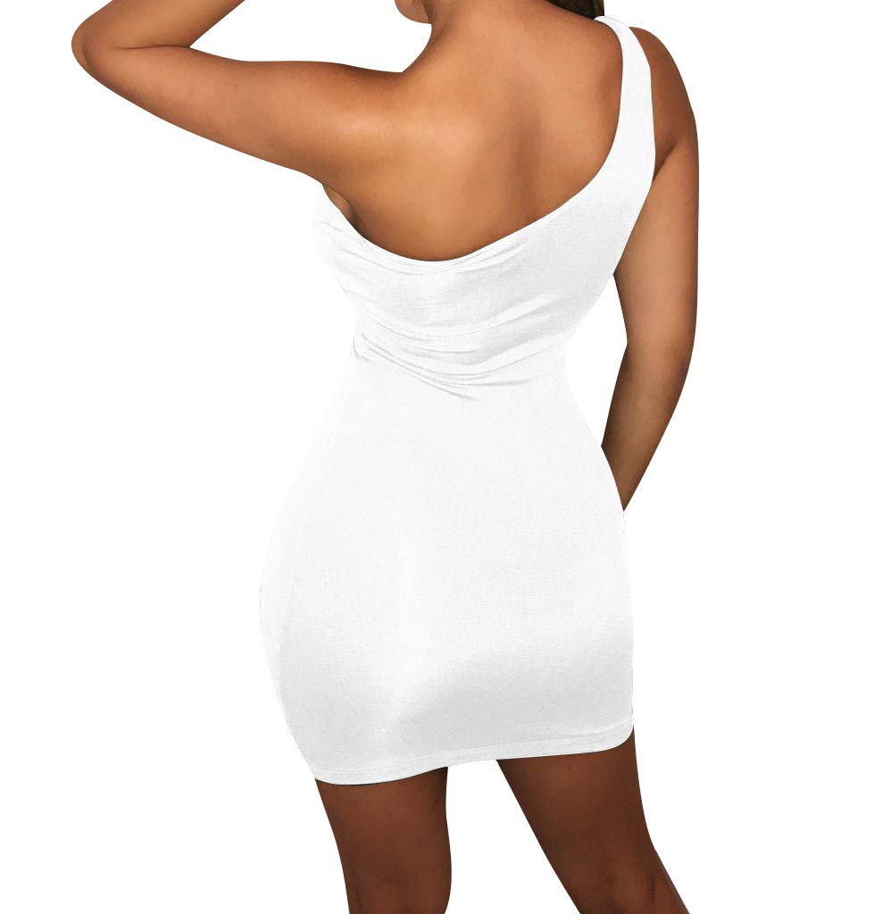 BORIFLORS Women's One Shoulder Bodycon Mini Dress - Sexy Casual Clubwear for Night Out, Party & Summer Vacation